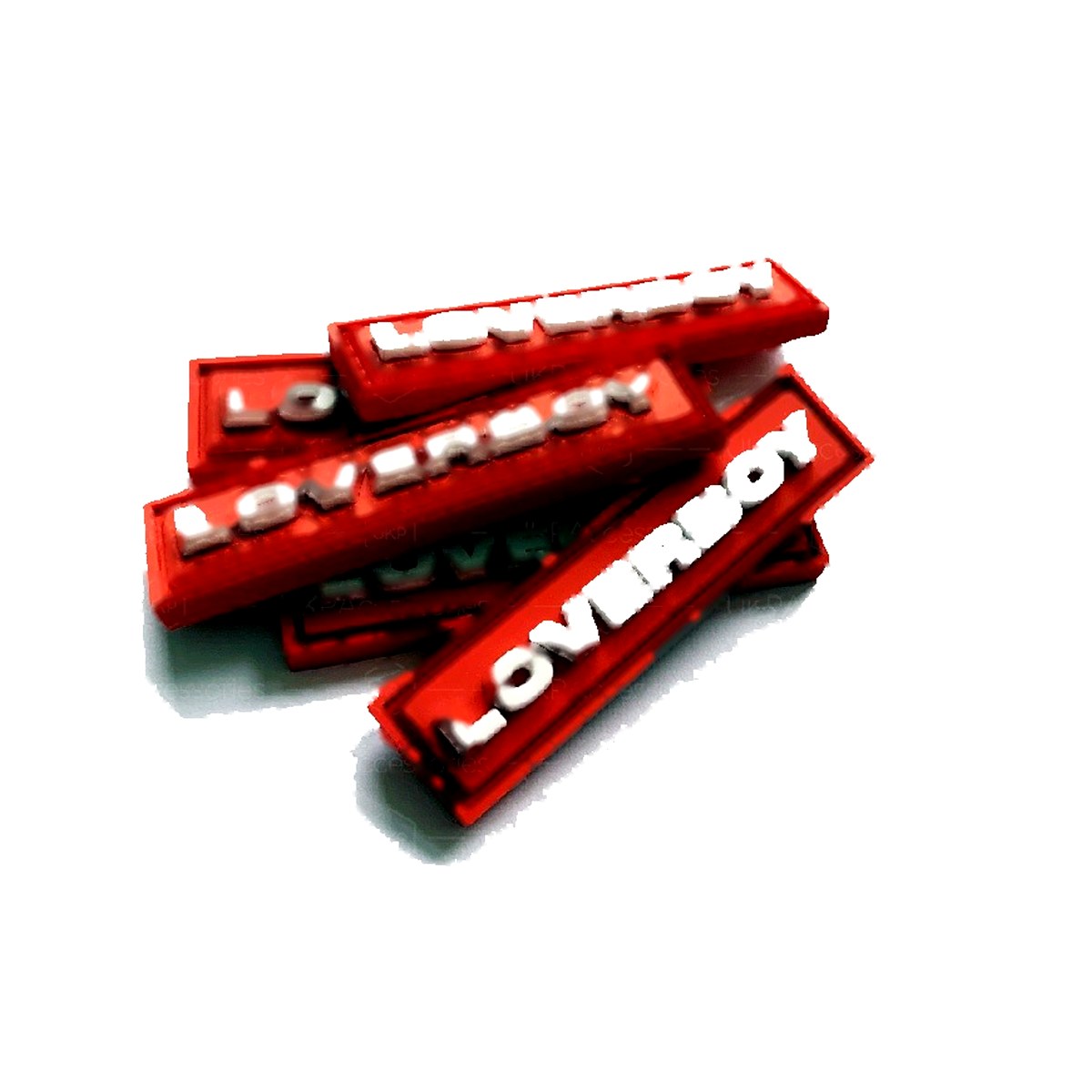 Etiquetas rectangulares rojas de PVC flexible con rotulacion blanca en relieve